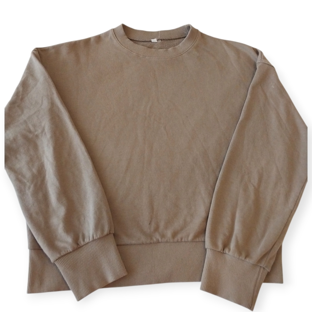Beige Cropped Sweatshirt Size S Neutral Minimalist Used